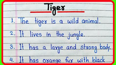 10 Lines Essay On Tiger In English Essay On Tiger Tiger Essay In