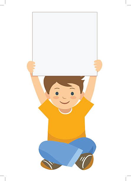 Boy Holding Sign Illustrations Royalty Free Vector Graphics And Clip Art