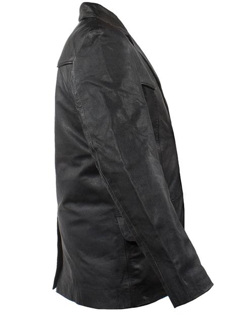 Mens Soft Naked Cowhide Leather Blazer Jacket MLSJ Leather Supreme