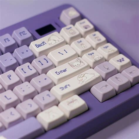 Purple Milk Rabbit Theme Keycap Set Kawaii Bunny Keycaps Personalized