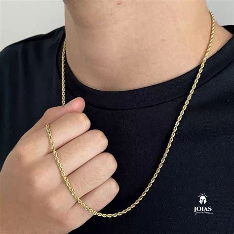 Kit Cordão Baiano E Pulseira Banhados Ouro 18k Premium Mercado Masculino