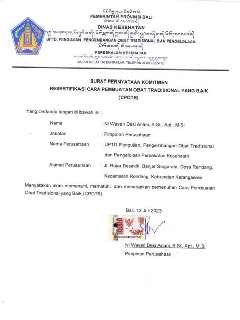 Materai Surat Pernyataan | PDF 