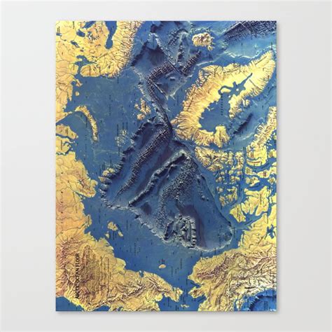 " Arctic: 1971/today - Detailed ocean floor map ... Canvas Print by ...