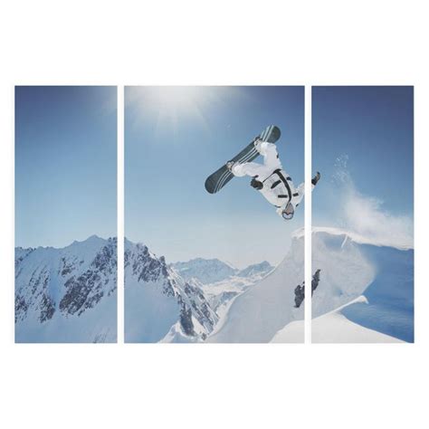 Fliegender Snowboarder Leinwandbild Triptychon 3 Teilig Bilderwelten