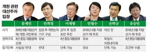 대선주자 공약분석 ⑧ 문재인 내년 4년 중임제 개헌이재명·손학규 임기단축 수용 네이트 뉴스