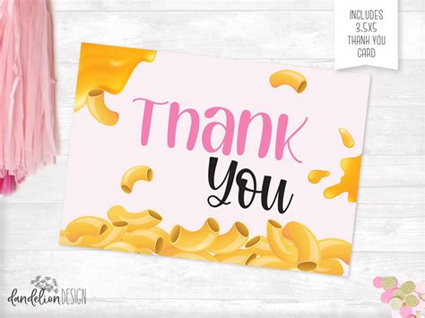 Mac N Three Mac N Cheese Third Birthday Invitation Plus Thank You Card