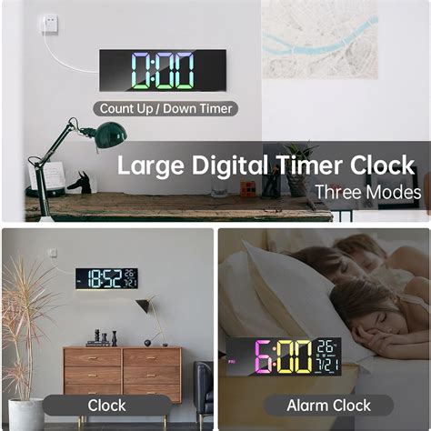 MEISD Reloj De Pared Digital Reloj Despertador De Pantalla Grande De