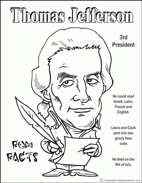 Printable Coloring Page Of Photo Of Thomas Jefferson Coloring Home