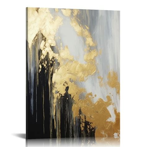 Comio Abstract Wall Art Grey And Gold Painting Golden Gray Luxury