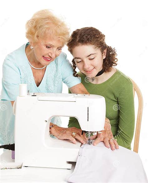 Sewing With Grandma Stock Photo Image Of Isolated Girl 11227040