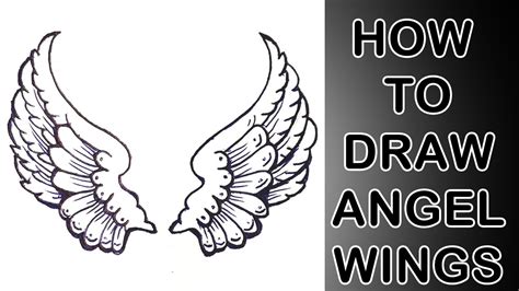 How to Draw Angel Wings - Angel Wings Tattoo Design - Wings Drawing Tutorial - YouTube