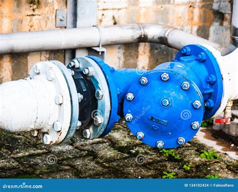 Elastic Joint, with Flanges and Bolts, on a Pipe Line Editorial Stock ...