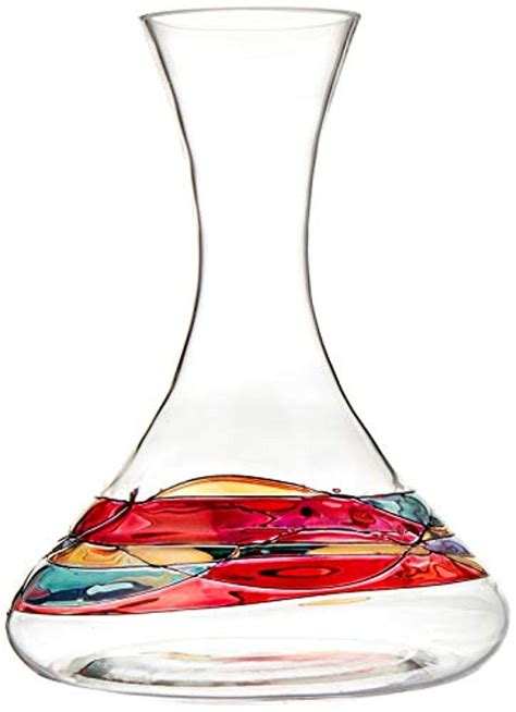 Magnificent Wine Decanter Red Line Colorful Hand Painted