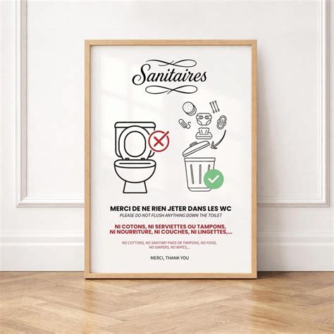 Cartel No Tirar Papel Al Baño Etsy España
