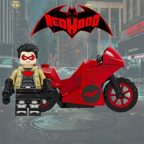 Минифигурка Красный Колпак и его Мотоцикл / Red Hood / Супергерои ...