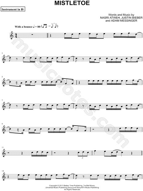 Clarinet Sheet Music Justin Bieber