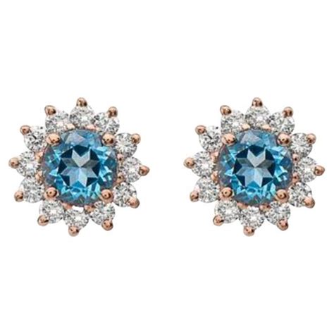 Birthstone Earrings Featuring Ocean Blue Topaz Nude Diamonds For Sale At StDibs
