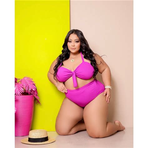 Conjunto De Biquini Plus Size Tamanho Grande Hot Pant Cintura Alta Duplo Moda Praia Sem Bojo