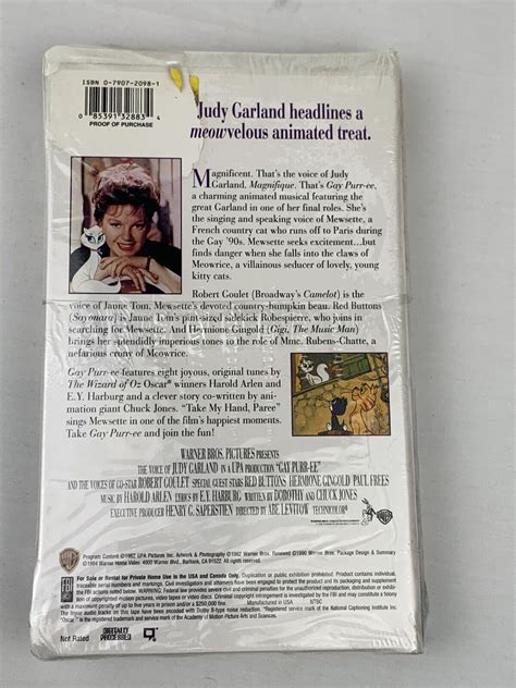 Brand New Gay Purr Ee Voice Of Judy Garland Warner Brothers Vhs Ebay
