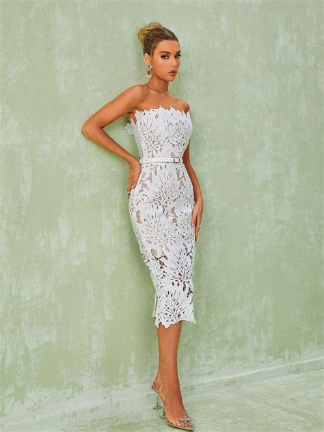 Despina White Lace Midi Dress Mew Mews