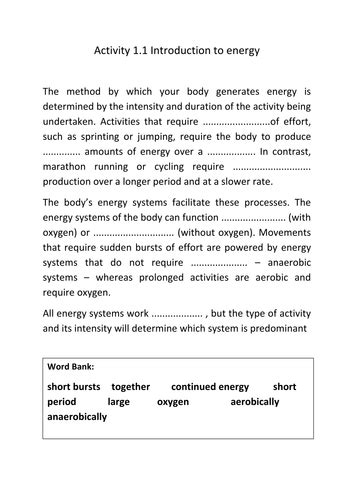 Btec Level 3 Sport 2016 New Specification Unit 1 Learning Aims D And E Teaching Resources