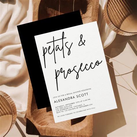 Petals Prosecco Minimalist Modern Bridal Shower Invitation Zazzle