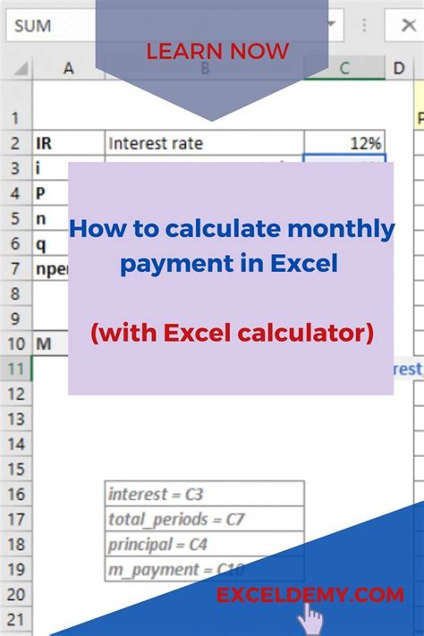 How To Calculate Monthly Payment In Excel With Excel Calculator