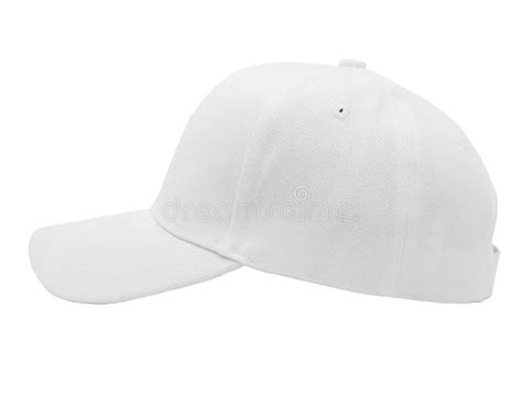 Mock Up Blank Baseball Color White Cap Closeup Of Side View Stock Image