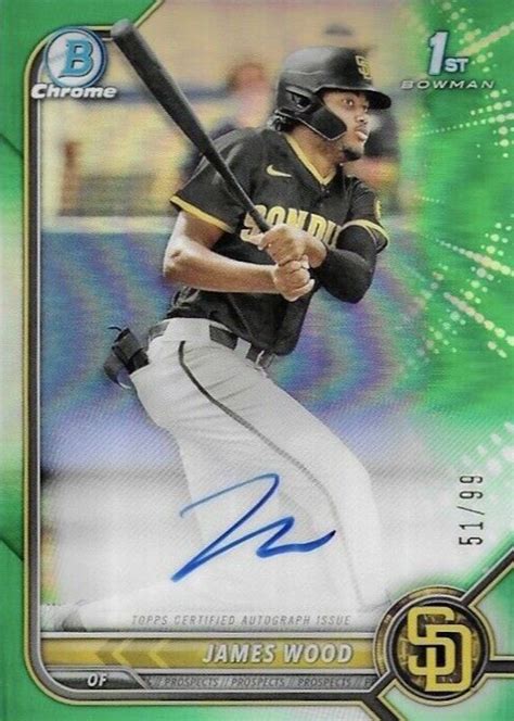 James Wood 2022 Bowman CPA JWD Chrome Prospect Auto Green Refractor