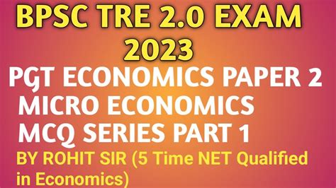 Micro Economics Mcq Series Part For Bpsc Tre Paper Economics