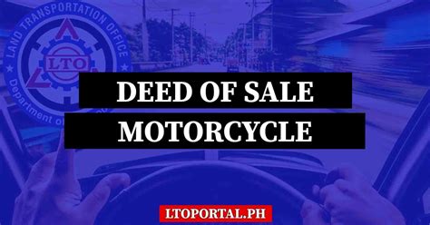 Deed Of Sale Motorcycle Sample Lto Portal Ph