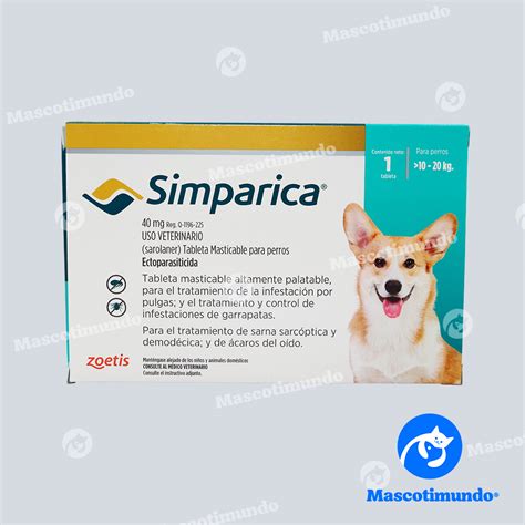 SIMPARICA 40 MG 10 A 20 KG 1 TABLETA ZOETIS | Mascotimundo®