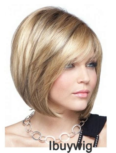 Bob Wigs Remy Human Monofilament Chin Length Blonde Color Straight Style