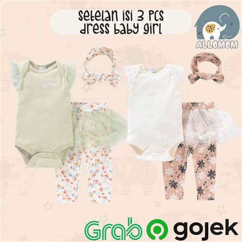 Jual Setelan Dress Rok Tutu Baby Girl Bayi Cewek Baju Celana Pita