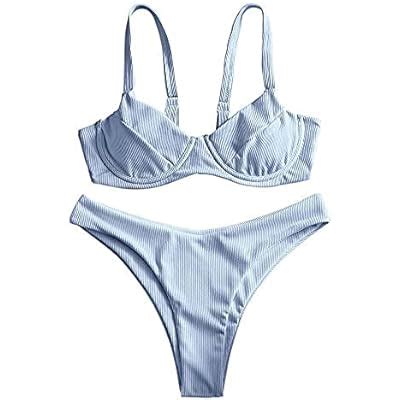 ZAFUL Women S Ribbed Underwire Bikini High Ubuy India