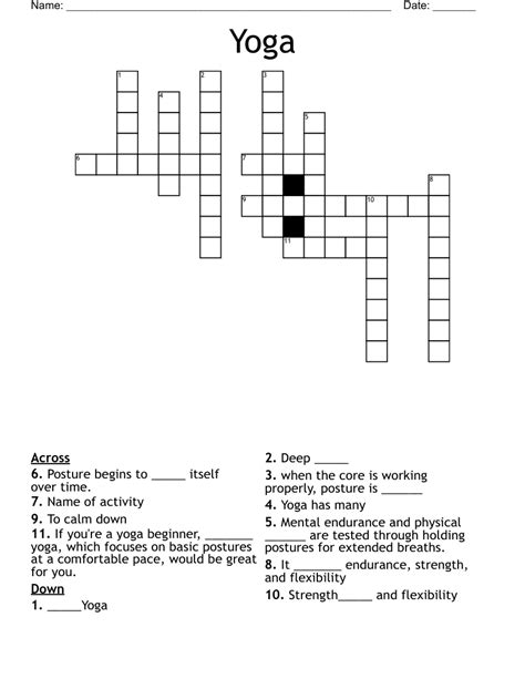 Yoga Crossword Wordmint