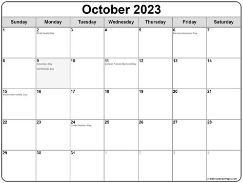 October 2023 Calendar With Holidays Usa - Get Calendar 2023 Update