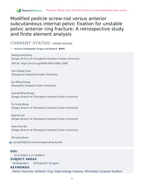 Pdf Modified Pedicle Screw Rod Versus Anterior Subcutaneous Internal