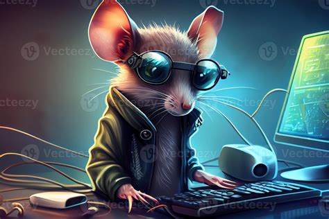 hacker Mouse working job profession illustration. 22579634 Stock Photo