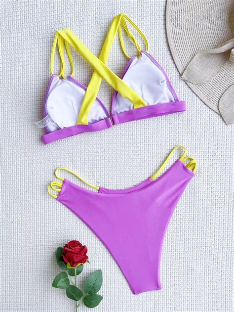 New Neon Halter Triangle Bikini Women Swimwear Female Swimsuit Two