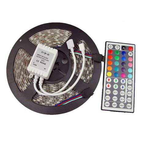 Waterproof Rgb Led Strip Light 5m 5050 300 Smd 44 Key Remote 12v Power