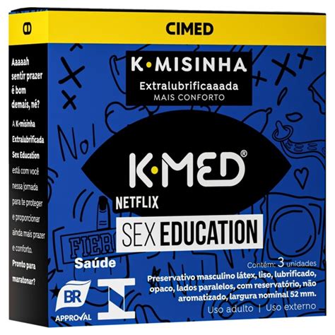 Preservativo Masculino Extra Lubrificado Netflix K Misinha K Med Sex Education Caixa 3 Unidades