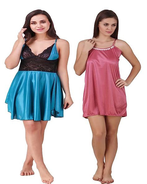 Buy Trost Womens Girls Satin HOT Bold HONNYMOON Nighty Nightwear Combo Set For Sexy Look