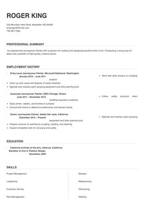 Journeyman Painter Resume Sample Tips Online Resume Builder