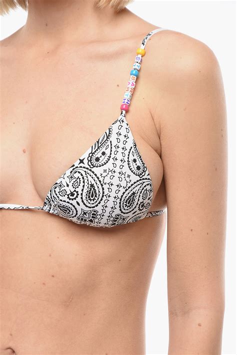 Mc Saint Barth Bandana Motif Janet Triangle Bikini Swimsuit With Charms Women Glamood Outlet