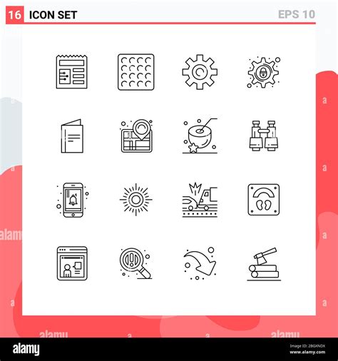 Set Of 16 Vector Outlines On Grid For Advertisement Card Setting