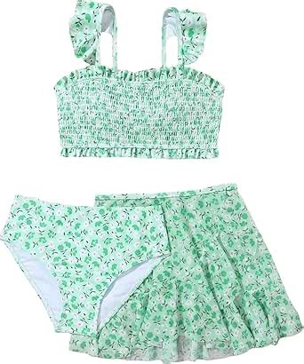 Amazon SHENHE Girl S 3 Piece Cute Spaghetti Strap Triangle Bikini Swimsuit With Beach Cover