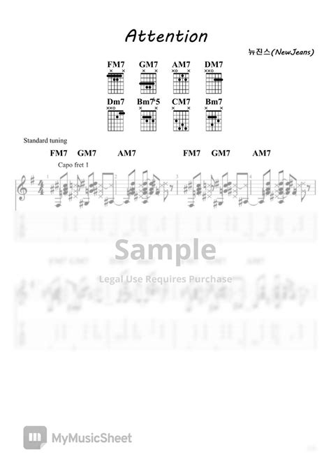 Newjeans 뉴진스 Attention Its Live Ver 악보 By 더줄컴퍼니기타학원