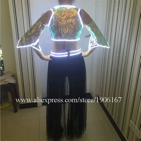 Hot Fashion Led Flashing Luminous Light Up Sexy Lady Dress Suit Costume