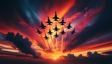 Premium Photo Fighter Jets In Formation At Sunset Sky